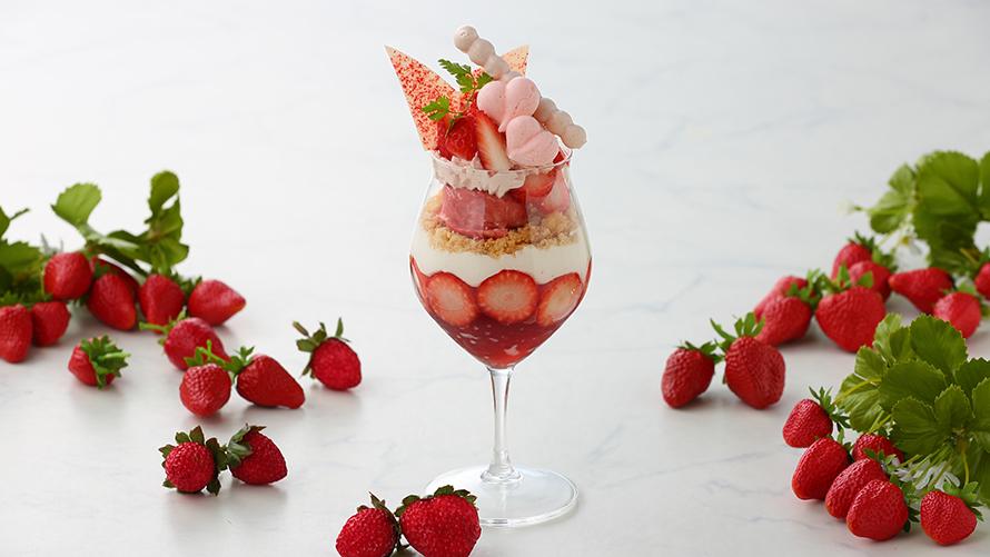 いちご×ホワイトチョコパフェ～ココナッツ香る冬仕立て～