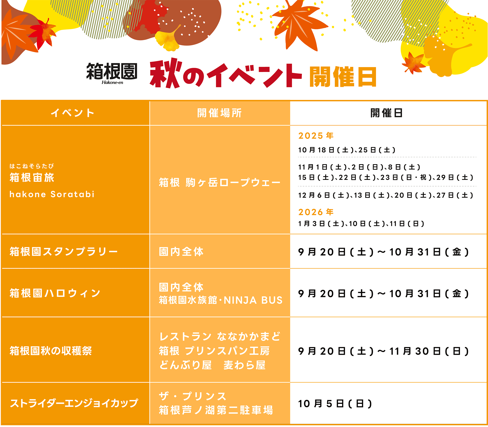 秋のイベント開催日