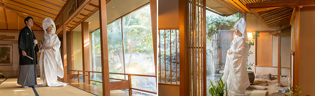 建築美が美しい館内での撮影。