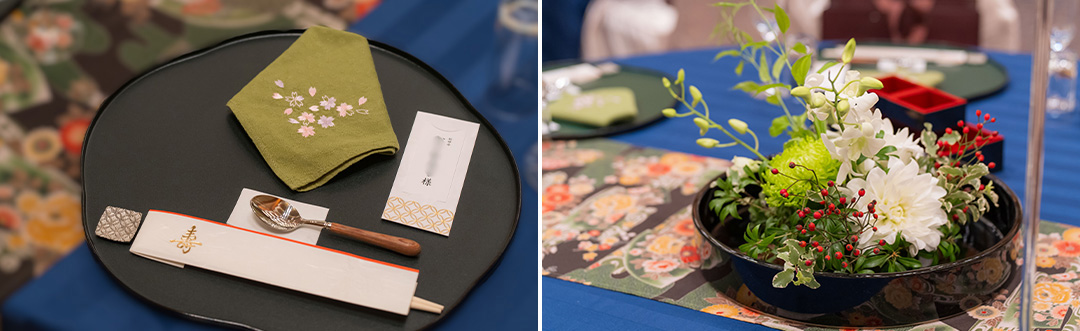 特別な空間にふさわしい上質な装花と心を込めたお料理でゲストをお迎えしました。