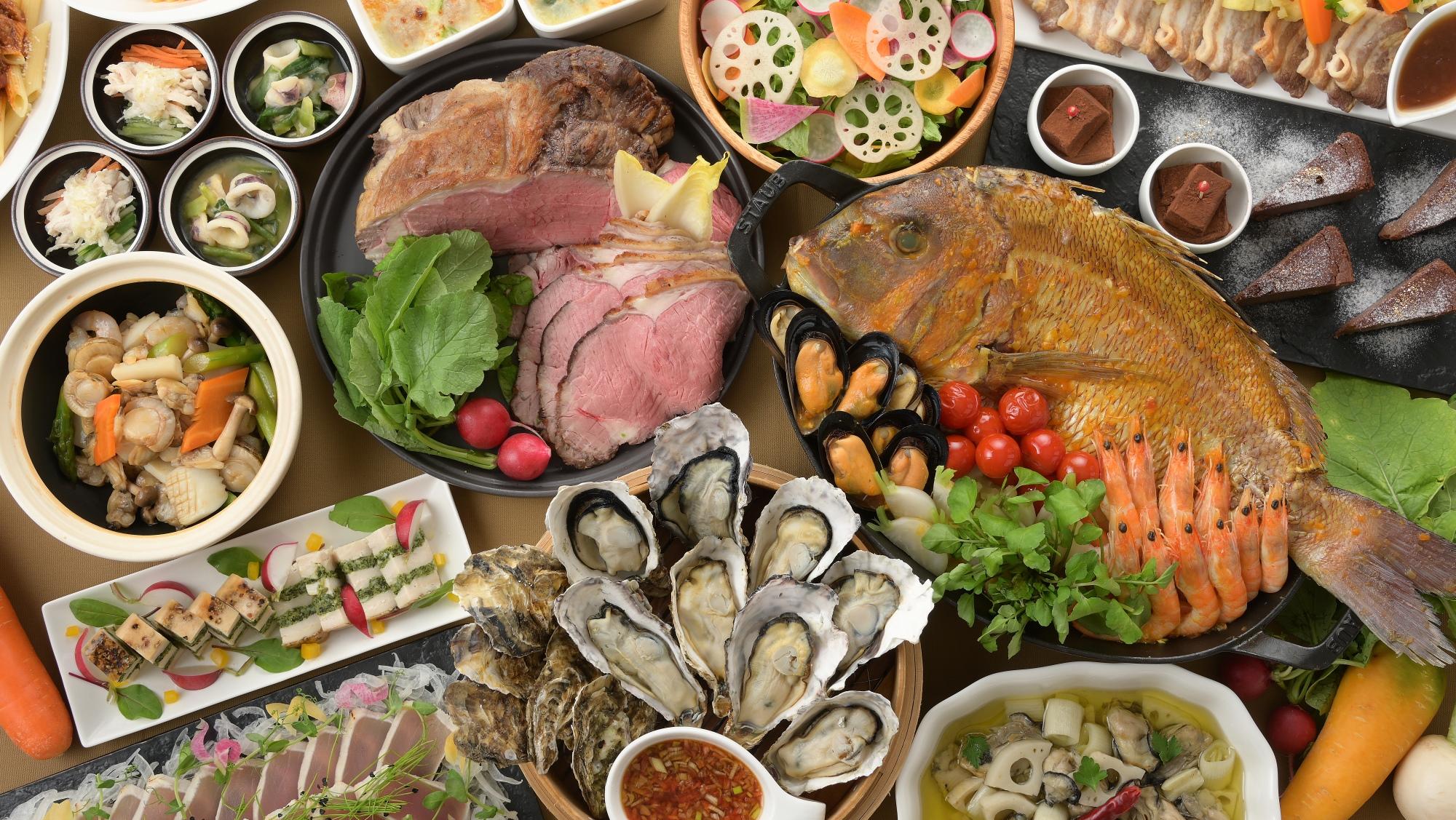【タイムセール】家族で楽しむ♪ローストビーフ・広島牡蠣食べ放題＆温泉