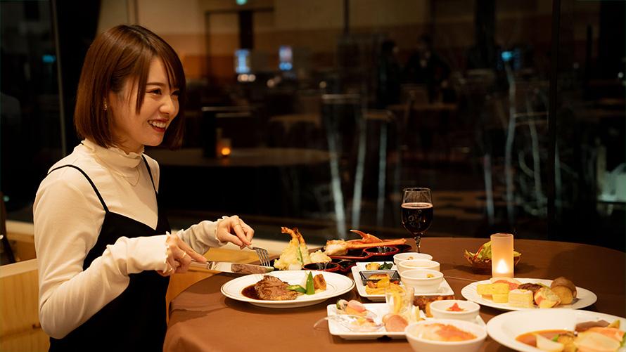 ～冬季限定～[Prince Basic] 夕食は選べる1品料理とハーフディナーブッフェ　夕朝食付き