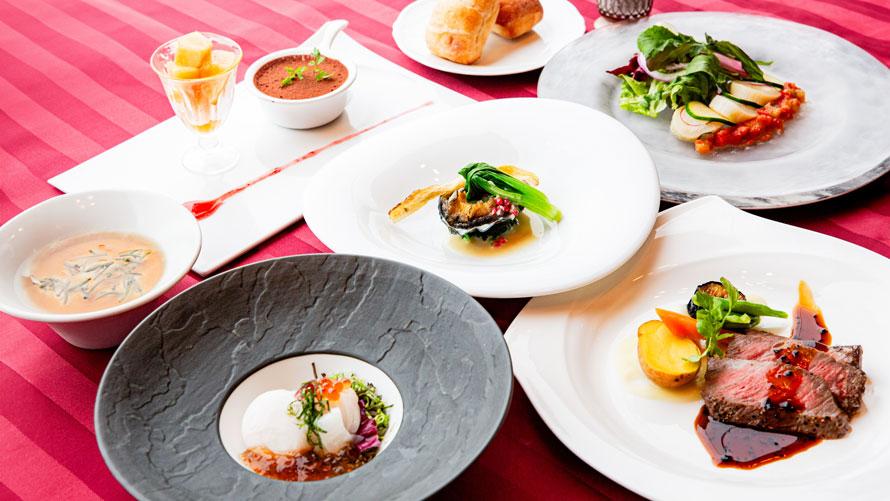 料理名　大沼クレアシオン　旬の食材をふんだんに使用した、シェフの創作洋食ディナーです