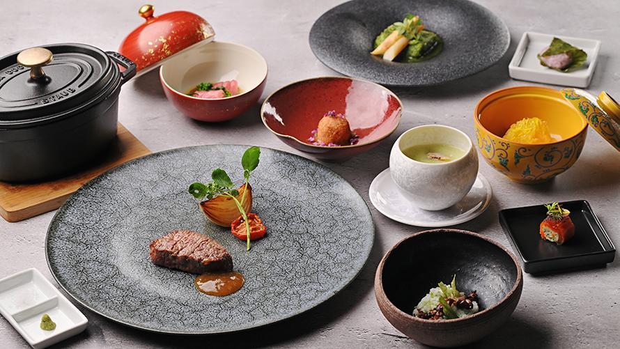 2026年3～4月のメニュー。そら豆、春キャベツ、木の芽、温物の鰆や、お食事の蛍烏賊など、春の食材をふんだんに使った全9品のコース料理です。