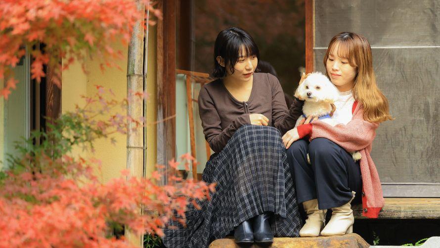 女性２名が愛犬と旅館で過ごす。
