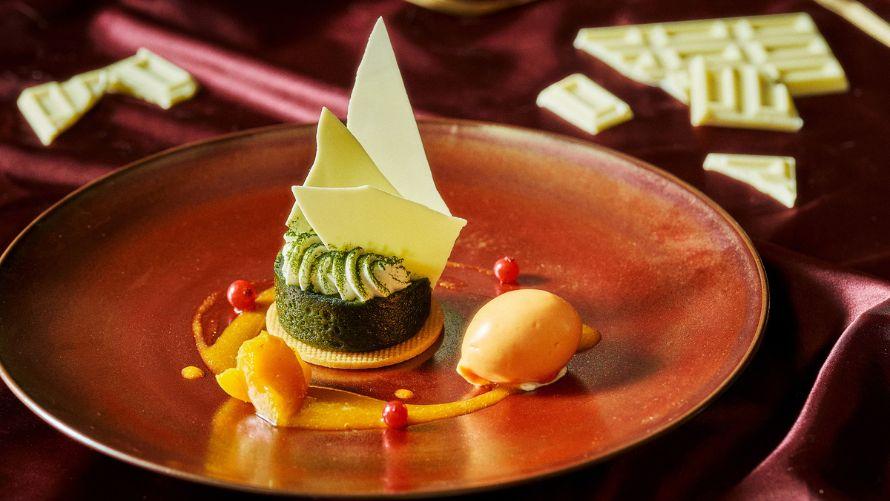 抹茶のモワローショコラと杏のアイス