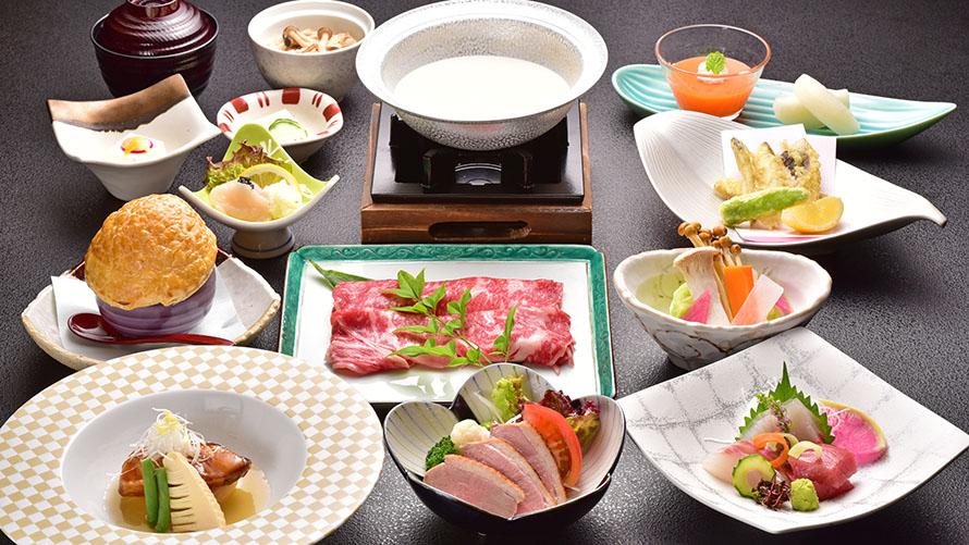 自慢の温泉に見立てた白濁しゃぶしゃぶ会席イメージ