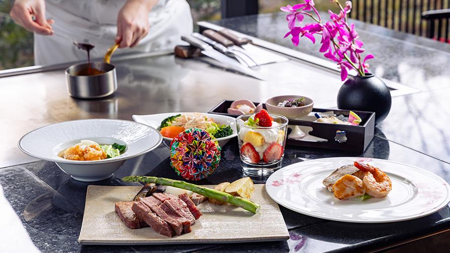 春の鉄板焼きディナーコース「華HANAYAGI」