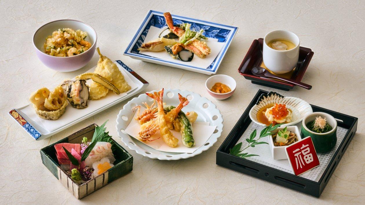 グランドプリンスホテル高輪 1Fにあるレストラン、天婦羅 若竹の特別ディナーコース料理。