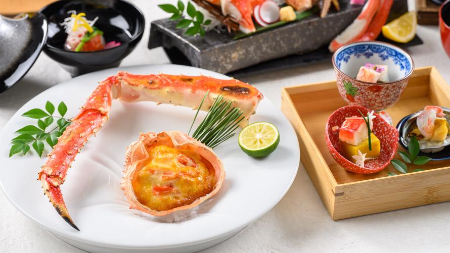 ずわい蟹の玉素焼きと焼きたらば蟹