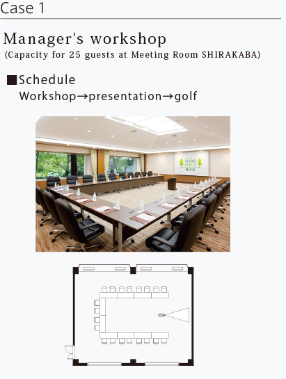 Manager's workshop (Capacity for 25 guests at Meeting Room SHIRAKABA)
