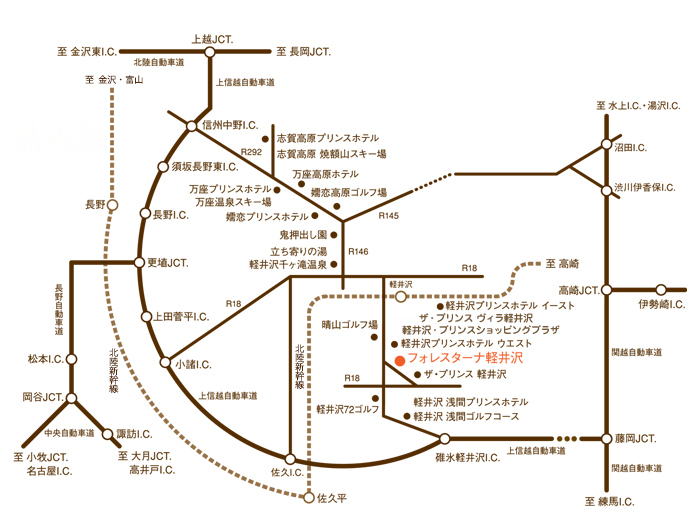 フォレスターナ軽井沢 アクセスマップ