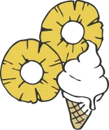 パイナップルとソフトクリーム