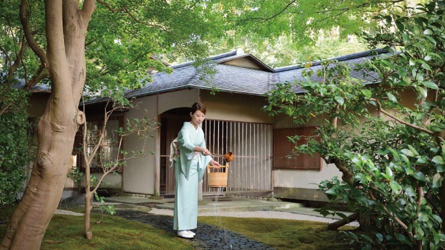 打ち水の音に涼を感じながら、茶寮ならではの穏やかなひとときを。