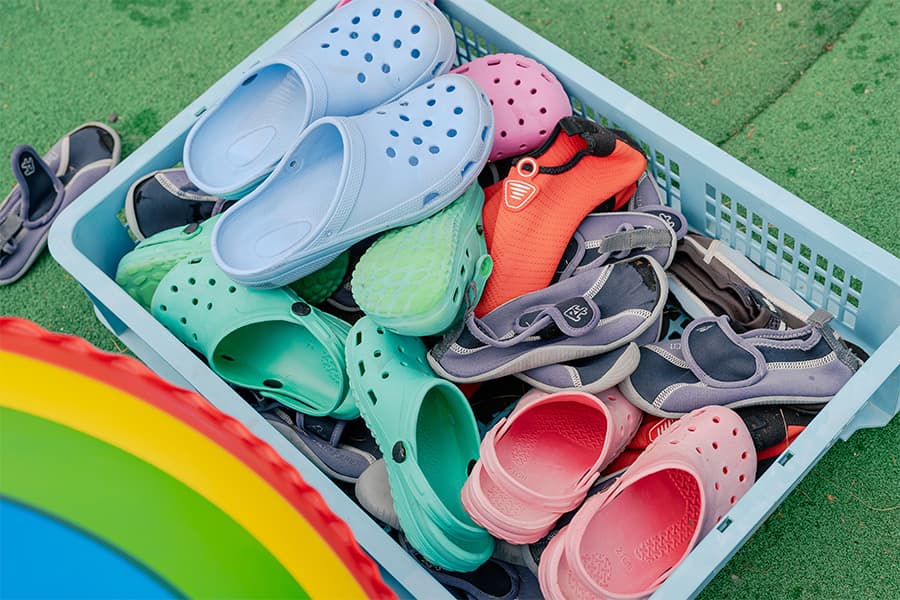 水遊び用の貸し出しシューズも