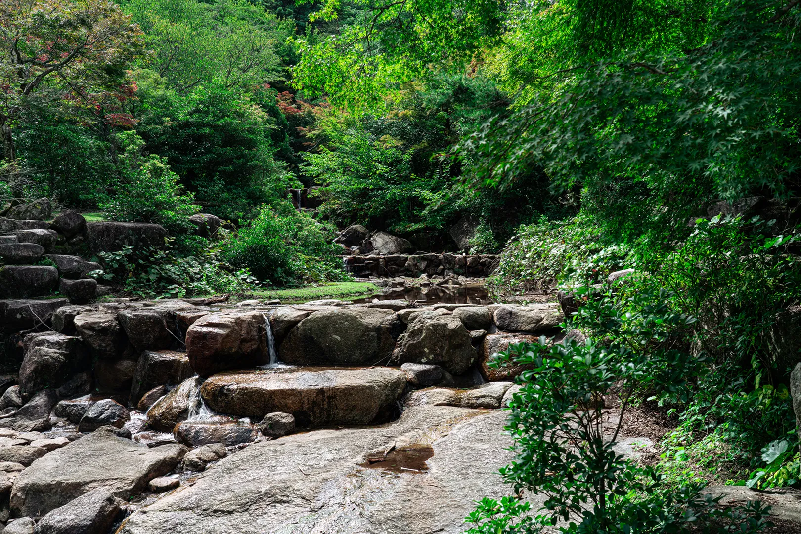 重要文化財である紅葉谷川庭園砂防