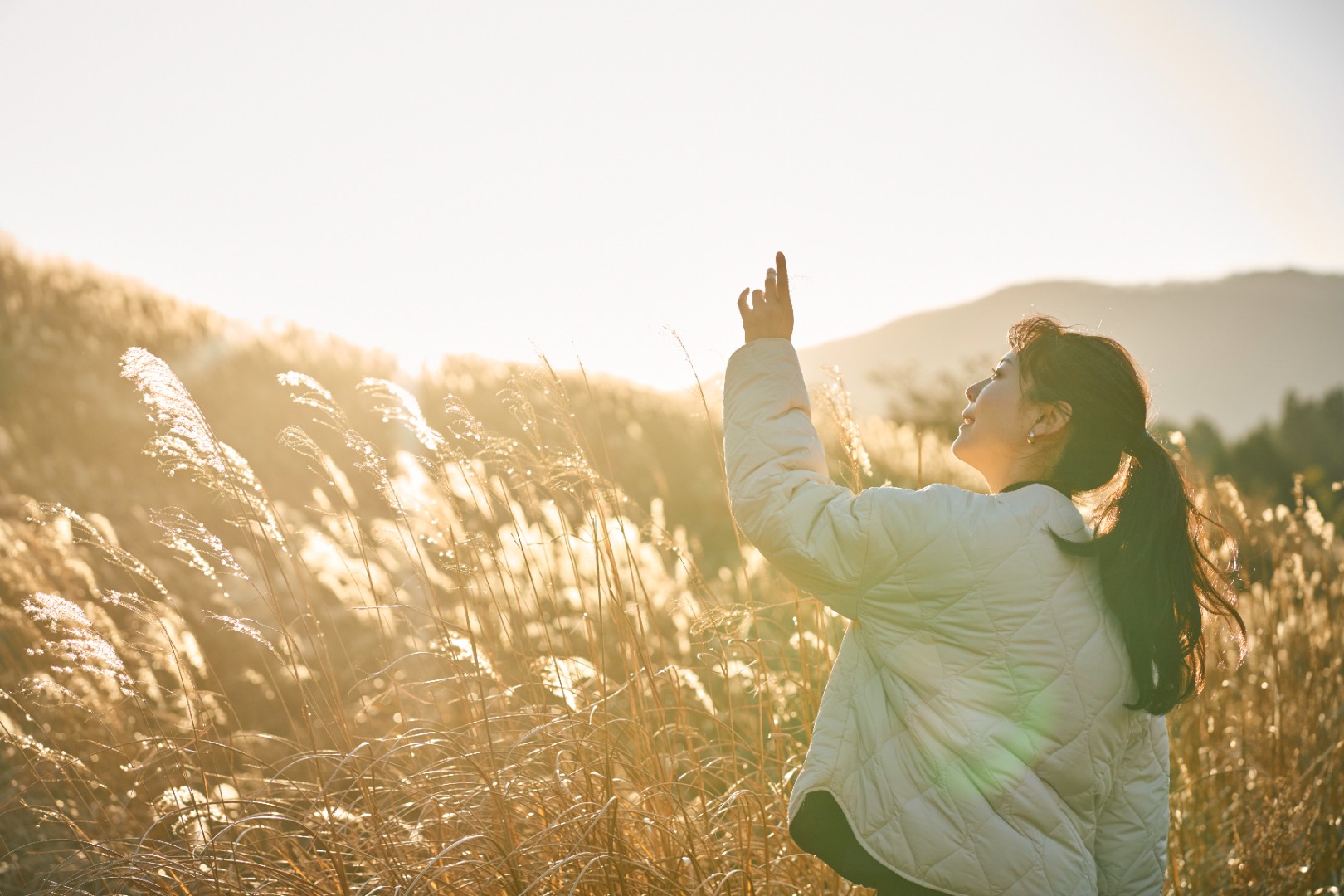黄金色のすすきに包まれる