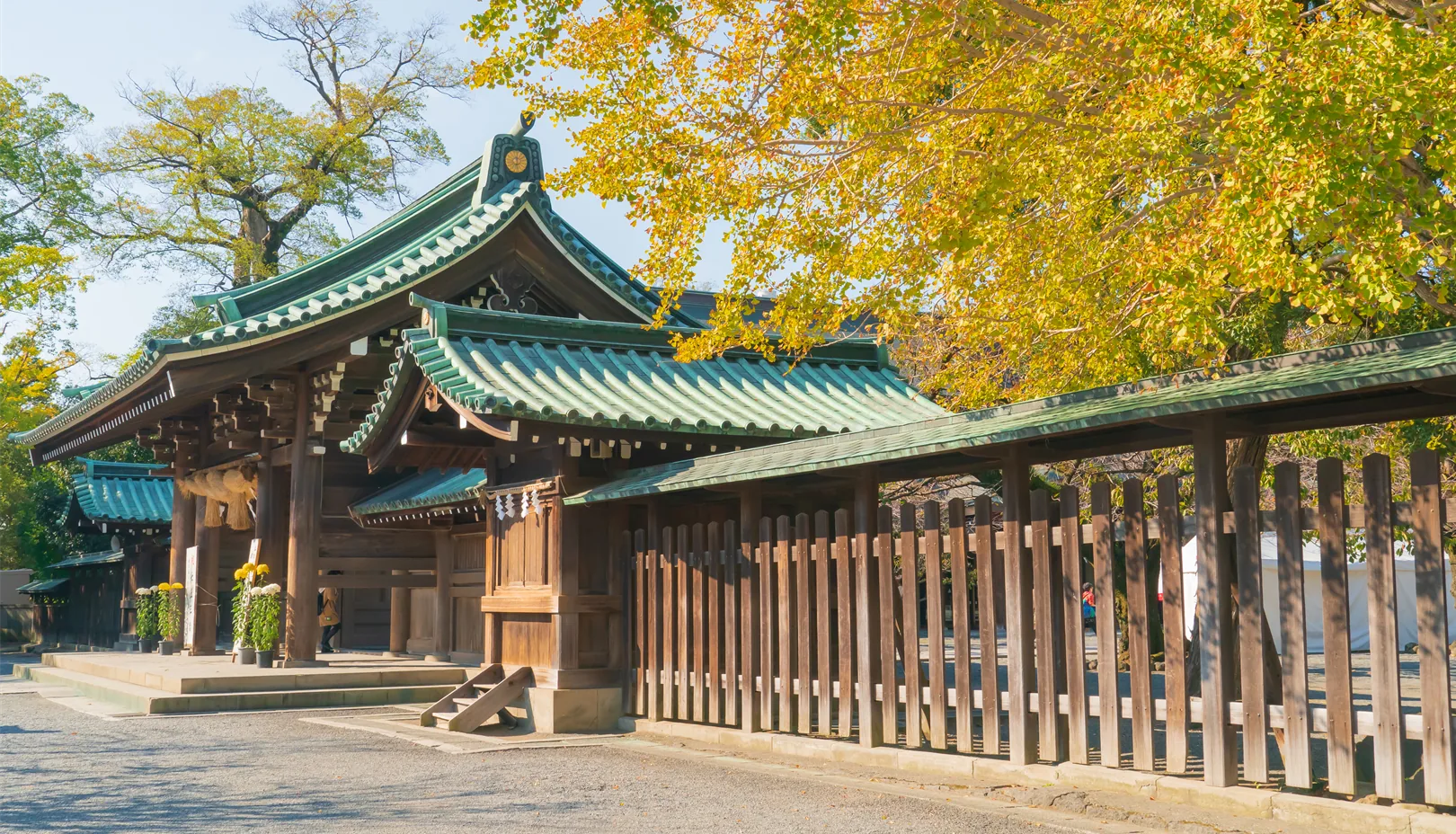 PIXTAより「三嶋大社の国指定天然記念物を示す石碑と境内の風景」※掲載写真は季節の景観をお伝えするもので、金木犀は写っておりません