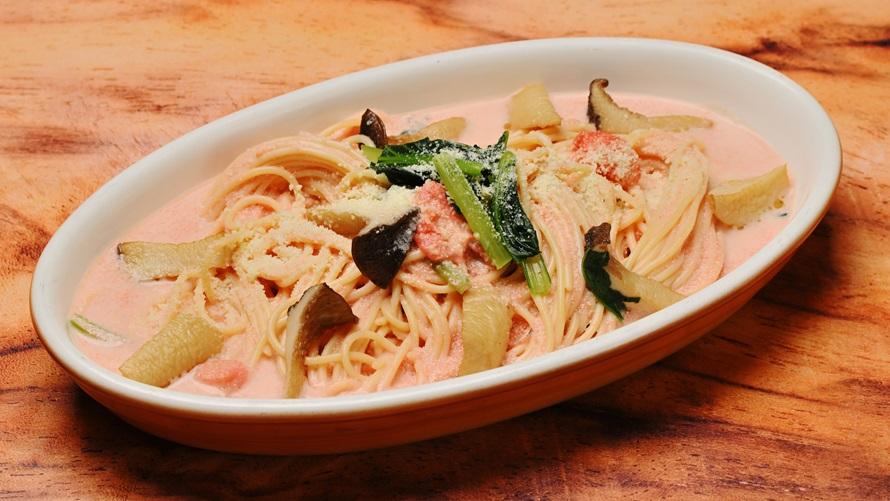 明太子ときのこのクリームソーススパゲッティ