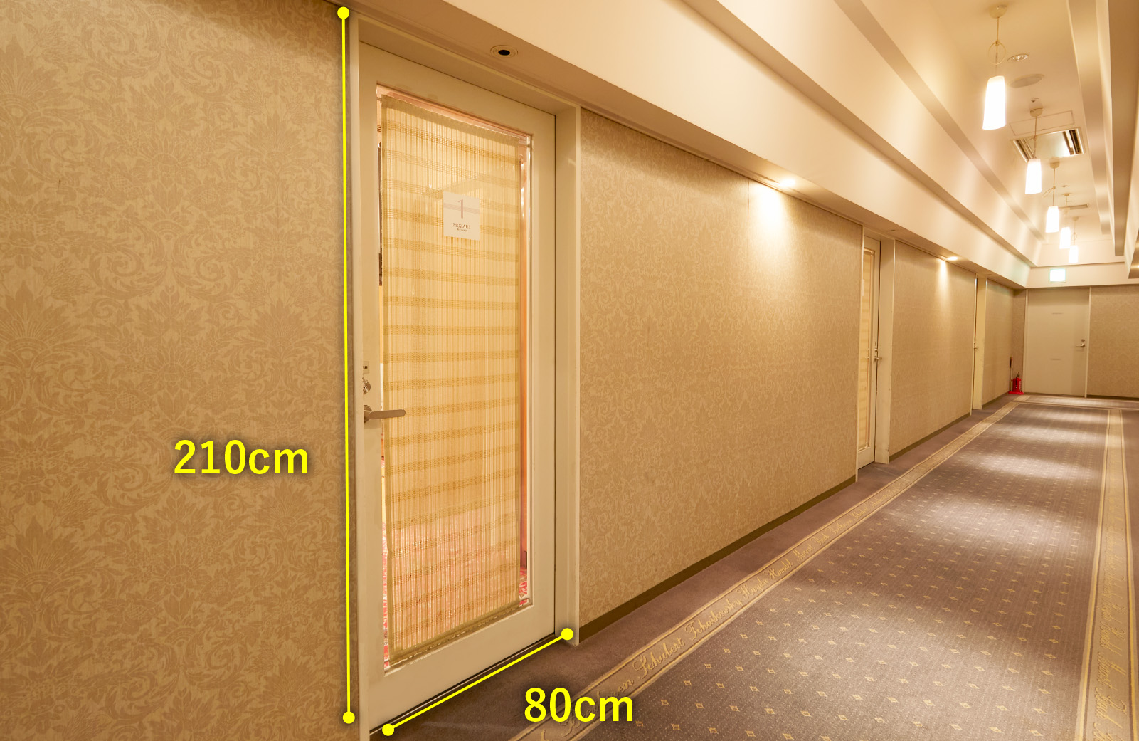 パーティールーム　入口幅80センチメートル　入口高さ210センチメートル