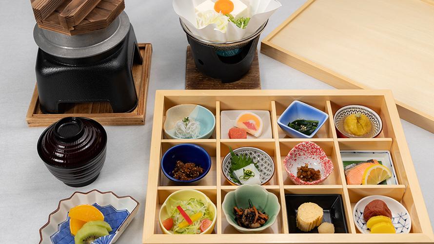 釜炊きご飯の朝食