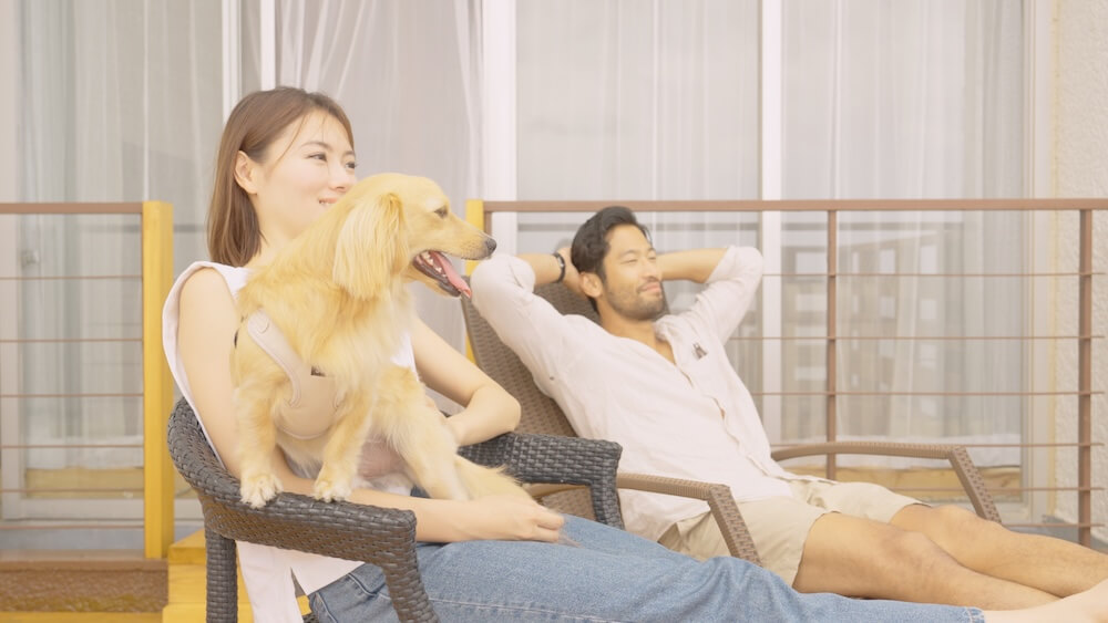 テラスでくつろぐ