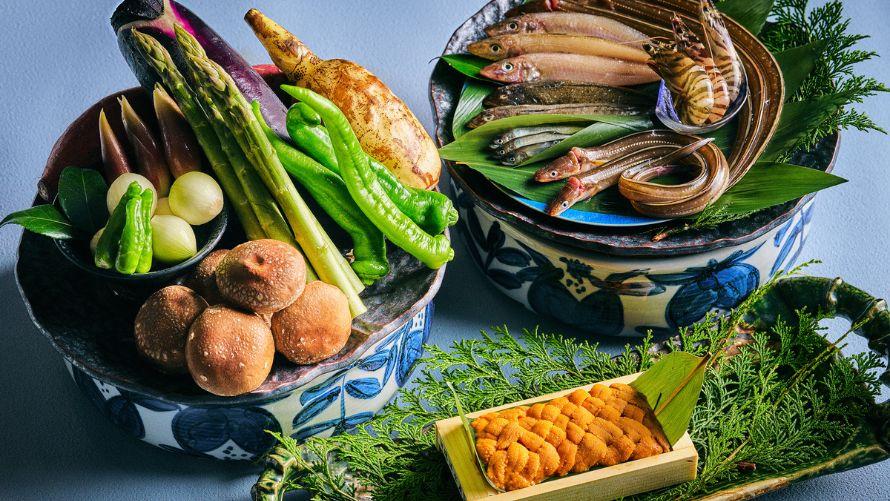 ウニ、穴子などの天婦羅食材