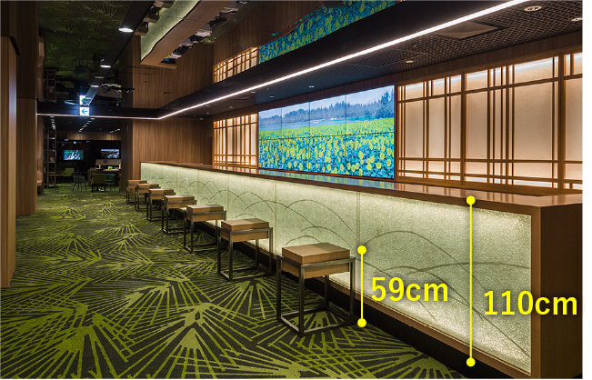 受付テーブル 高さ110センチメートル 荷物置き台 高さ59センチメートル