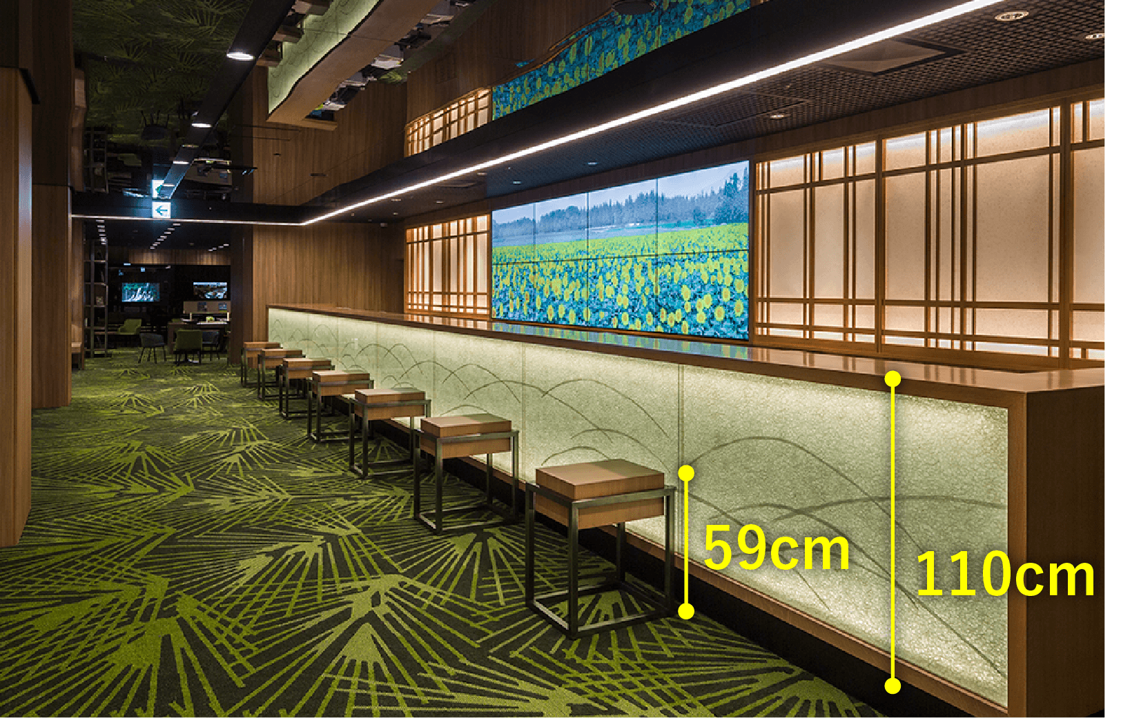 受付テーブル 高さ110センチメートル 荷物置き台 高さ59センチメートル