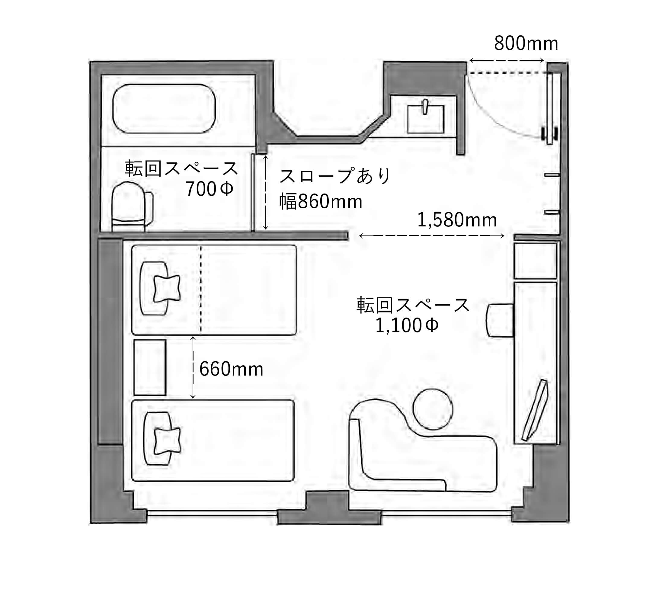 ユニバーサルルームの間取り図