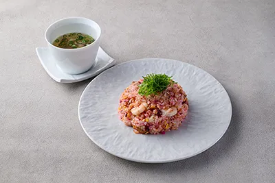 牛島の柴漬けと海老の炒飯