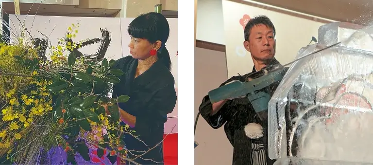 いけばな＆氷彫刻デモンストレーション