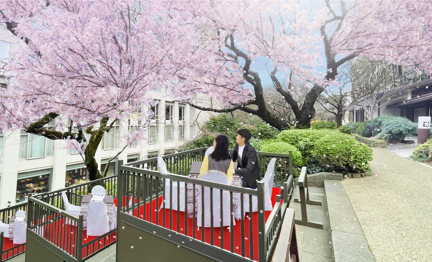 桜の特等席で味わう絶景朝食