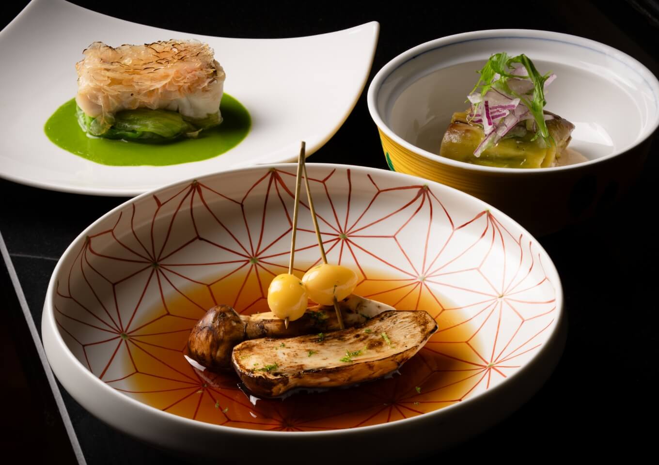 松茸の鉄板焼き コンソメ 酢橘の香りを添えて