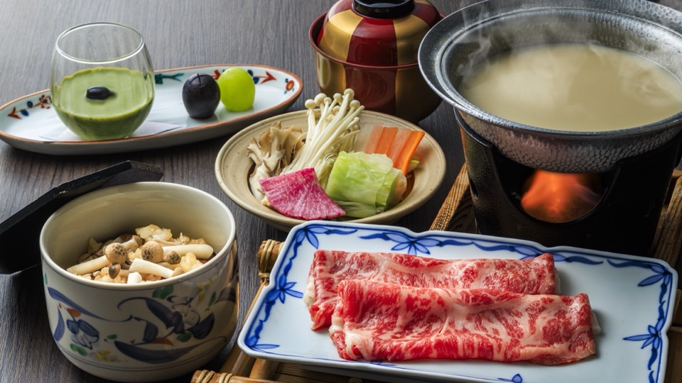 箱根会席 主菜 天空白濁しゃぶしゃぶ